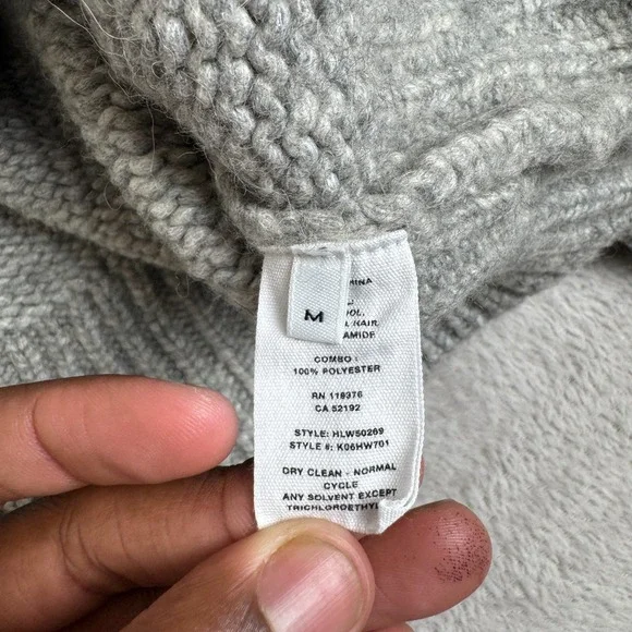 Helmut‎ Lang Sweater Womens M Gray Preowned Knit Cropped Pullover Trendy Modern